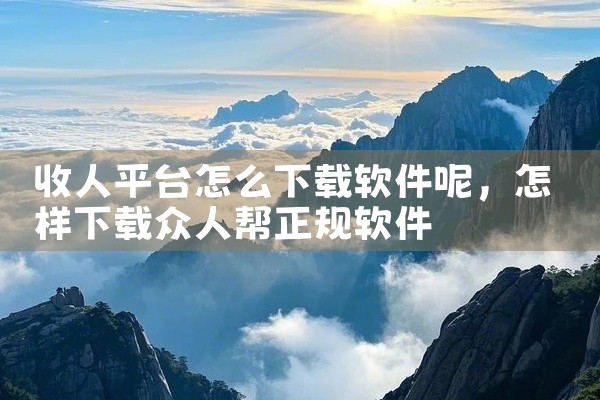 收人平台怎么下载软件呢
