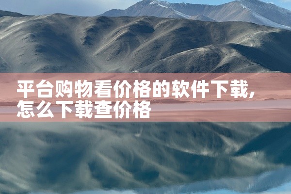 平台购物看价格的软件下载