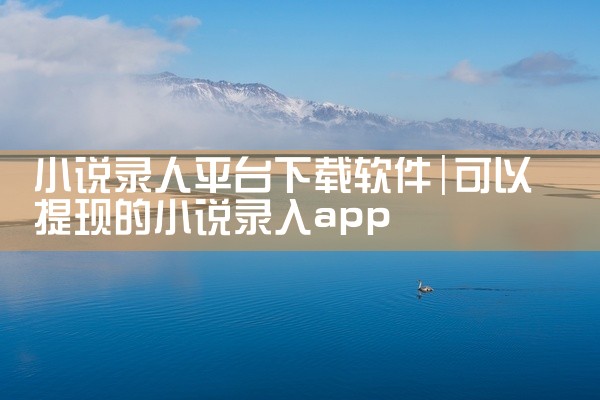 小说录人平台下载软件