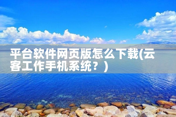 平台软件网页版怎么下载